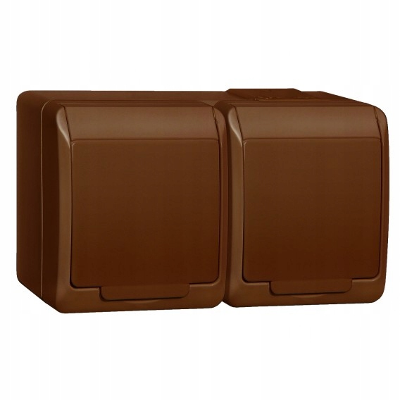 Hermes Boîtier hermétique en saillie double avec clapet IP44 s/u marron