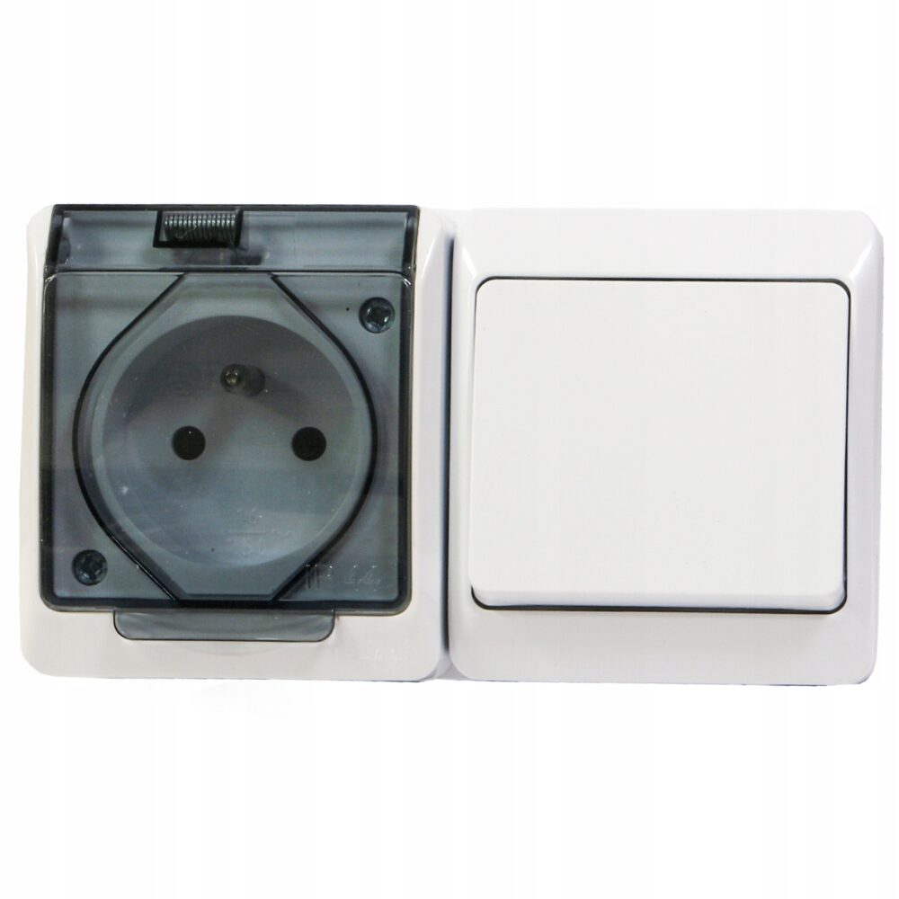 Hermes kit en saillie prise simple + commutateur d&rsquo;escalier blanc 0327-11