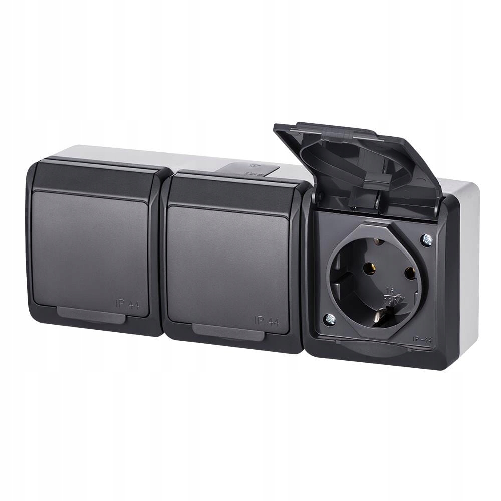 Prise électrique étanche Elektro-Plast Nasielsk grise 0326-07