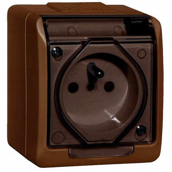 Prise électrique étanche Elektro-Plast Nasielsk marron 0321-05