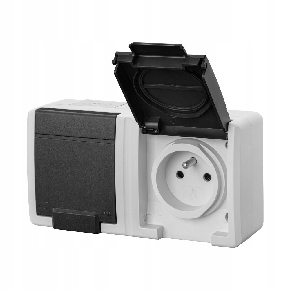 Prise double horizontale étanche IP55 en saillie AQUANT 2K EPN 5042-10