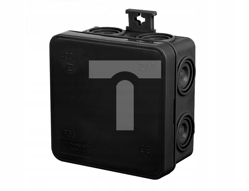Boîte électrique de surface Elektro-Plast Nasielsk noire 75x75x39 mm IP55