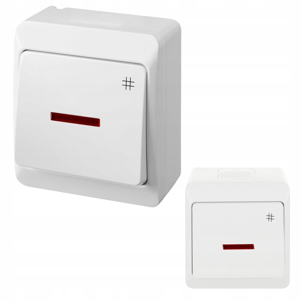 Interrupteur mural croisé en saillie avec éclairage 0348-02 HERMES blanc