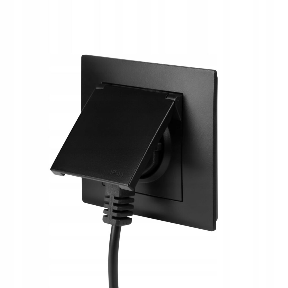 VESTRA prise 2P+Z sans cadre encastrée IP 44 – couleur noir 3868-19