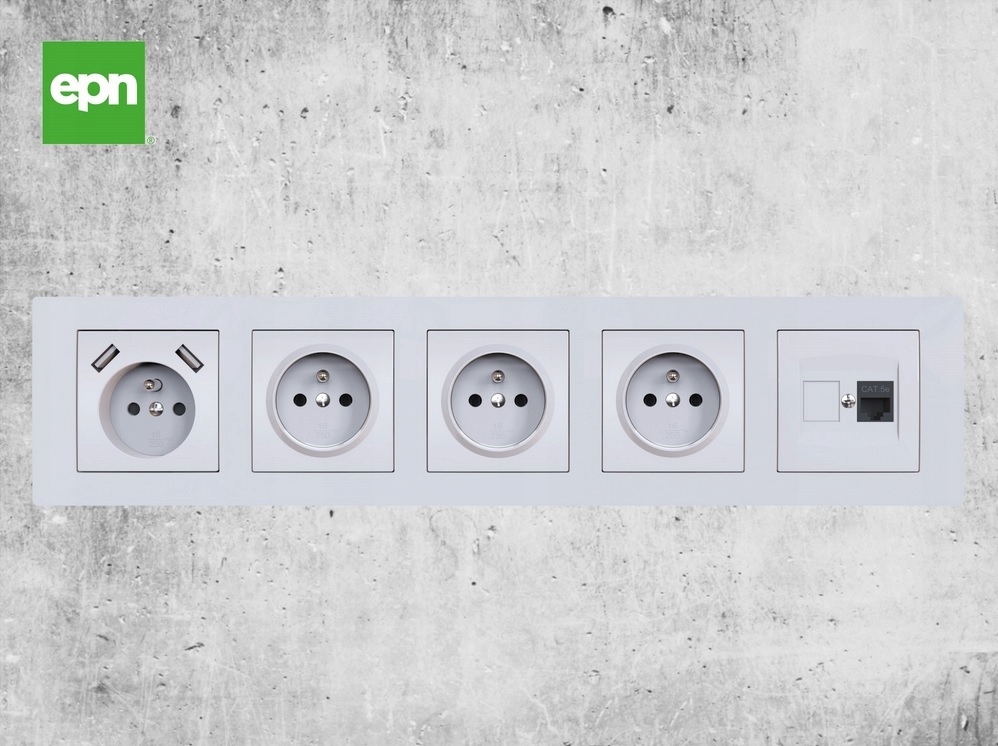 Cadre quintuple Elektro-Plast Nasielsk blanc 3875-00