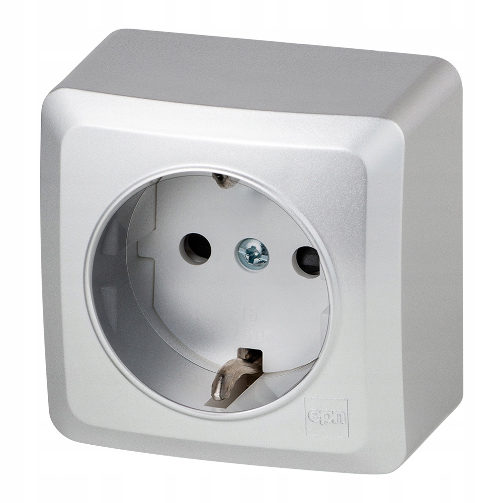 BERG prise murale simple avec terre 2P+Z schuko IP 20-couleur argent 3737-06