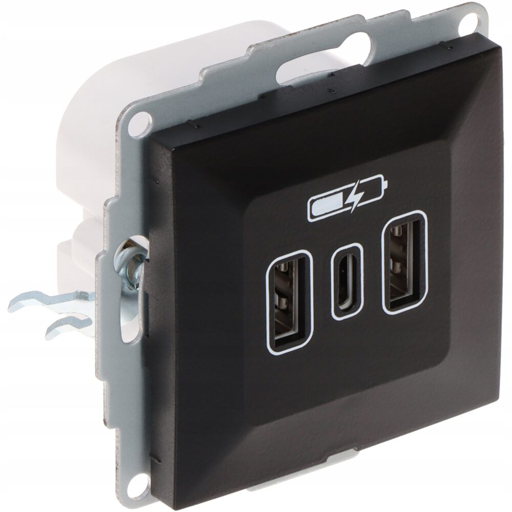 Prise murale USB Elektro-Plast Nasielsk noire 4108-19