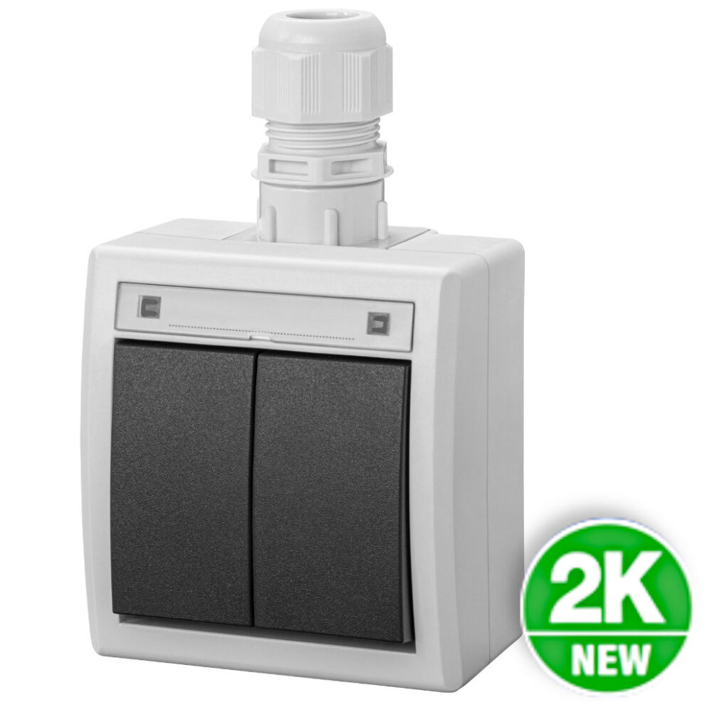 AQUANT 2K CONNECTEUR DOUBLE CHANDELIER BT IP65 GRIS 5002-65