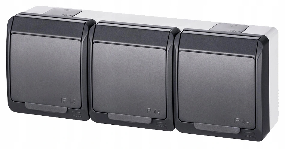 Prise murale Elektro-Plast Nasielsk 3 pcs grise IP44