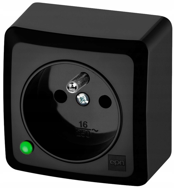 Prise électrique murale Elektro-Plast noire 3733-09