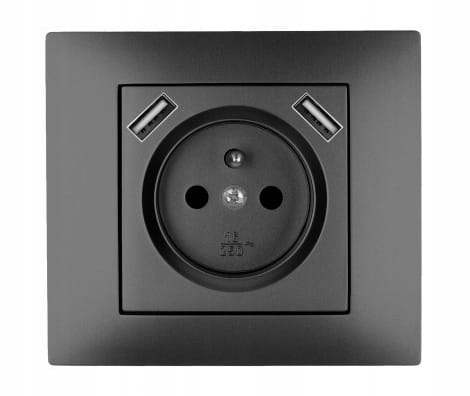 Prise USB murale Elektro-Plast noire 3888-19