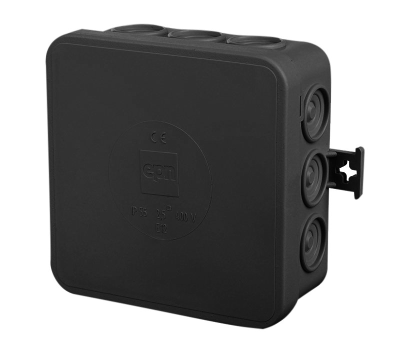 Boîte étanche murale Elektro-Plast noire 85×85 mm IP55 0297-02