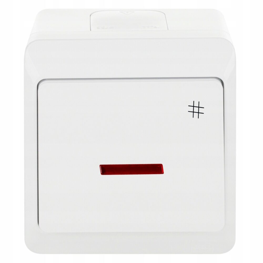 Interrupteur mural croisé en saillie avec éclairage 0348-02 HERMES blanc