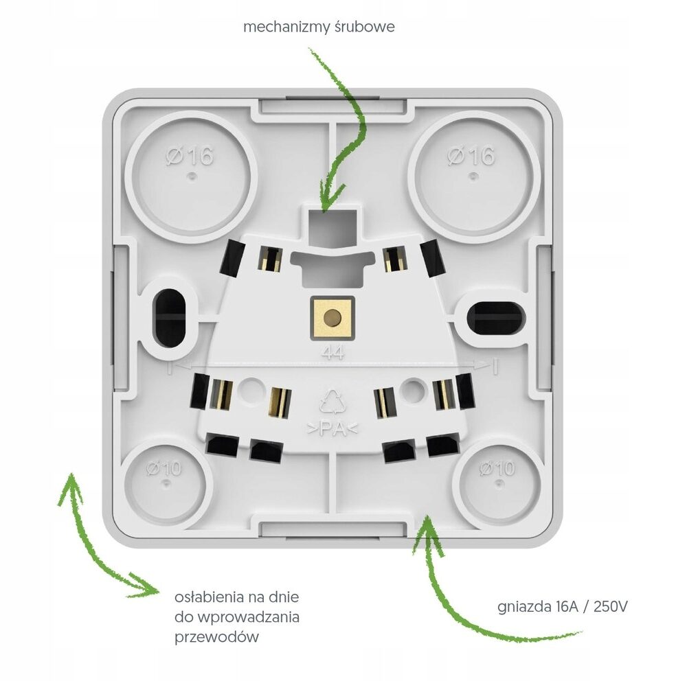 Prise simple sans terre, 2P, N/T (saillie) IP20, noir BERG