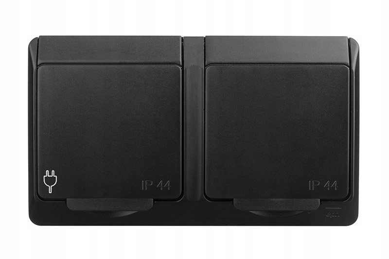 Hermes boîtier double en saillie avec/sans IP44 noir 0322-09