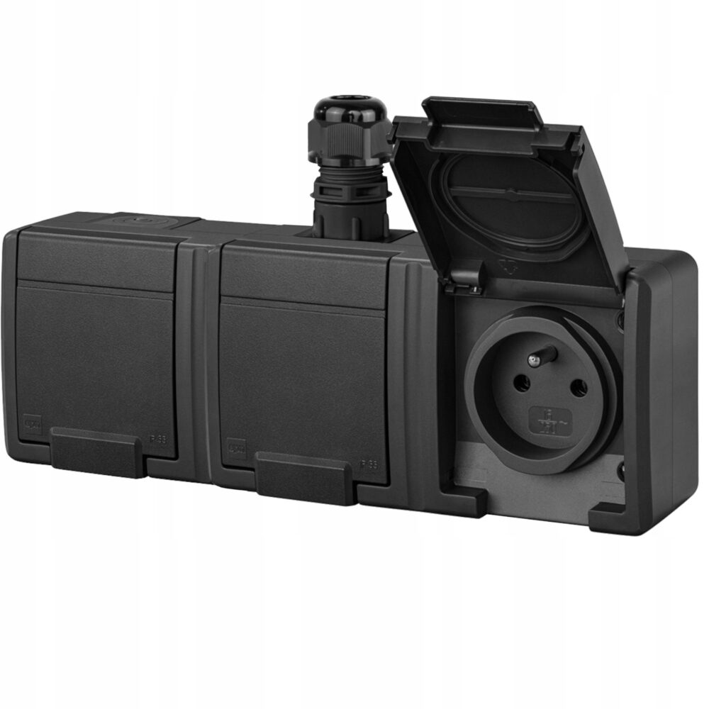 Prise Électrique Étanche Elektro-Plast Nasielsk Noire 5043-67