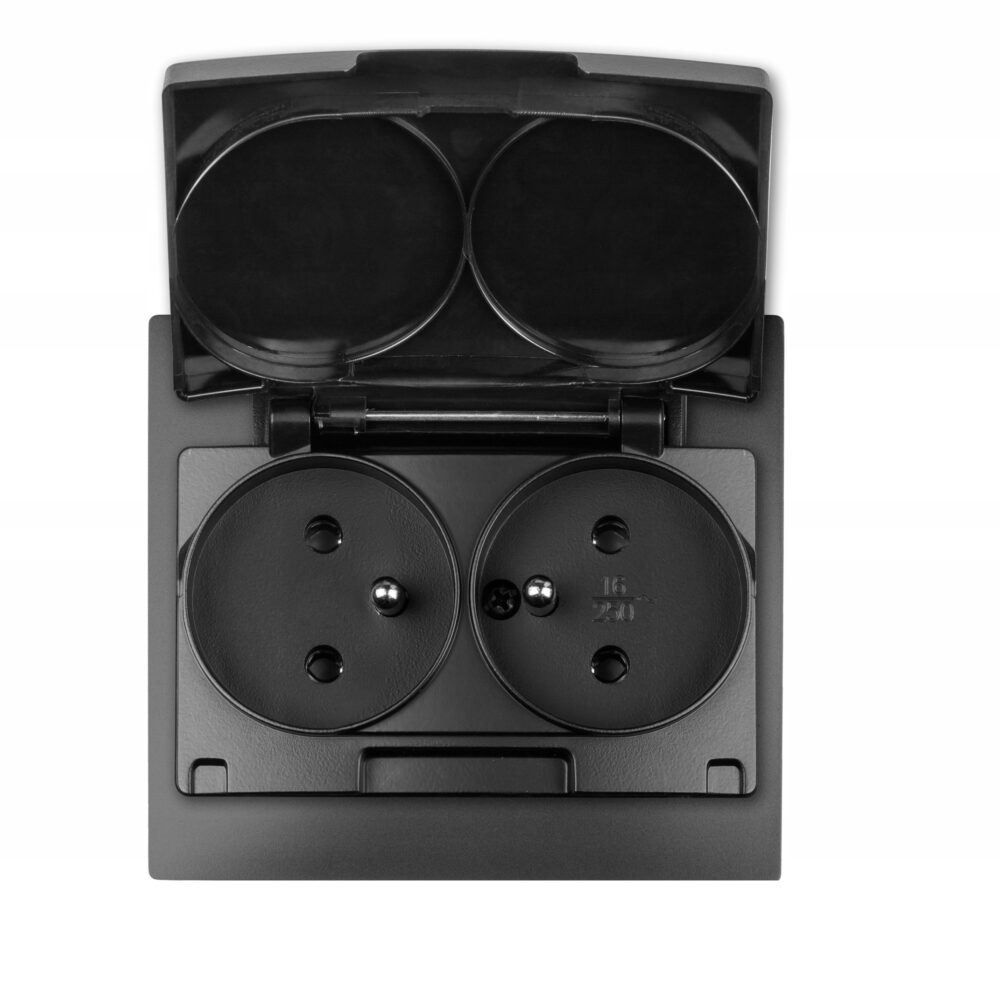 Prise électrique étanche Elektro-Plast Nasielsk noire 3845-19