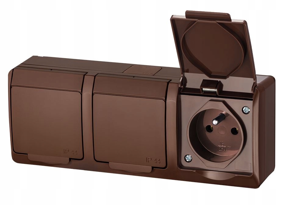 Prise électrique étanche Elektro-Plast Nasielsk marron 0323-06