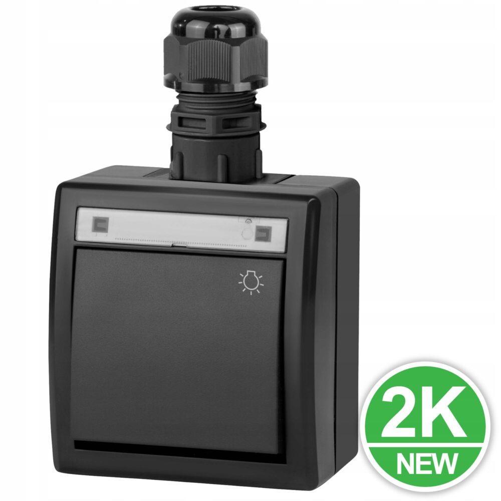 AQUANT 2K BOUTON REBONDISSANT ICÔNE LUMIÈRE N/T IP65 ANTHRACITE 5004-67