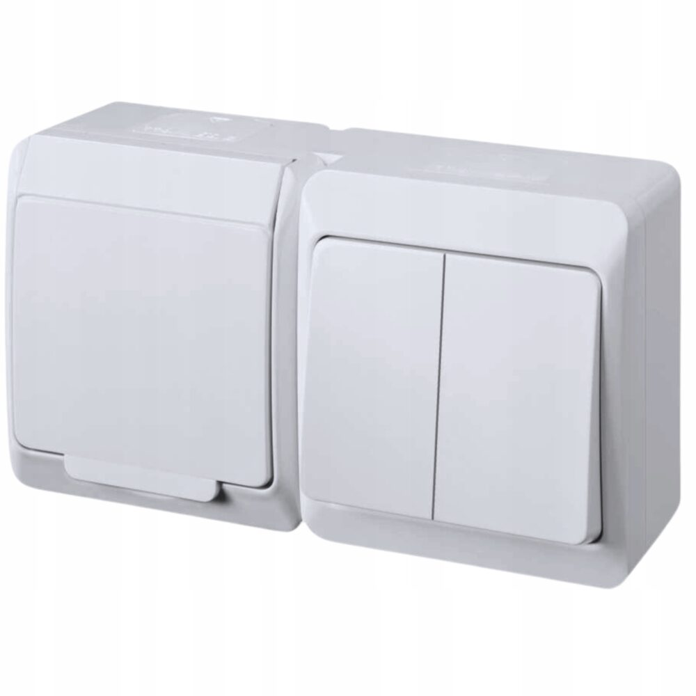 Prise simple avec terre + interrupteur pour applique blanc HERMES