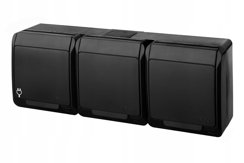 Prise encastrée triple EPN Hermes 3x2P+Z noir 0323-09