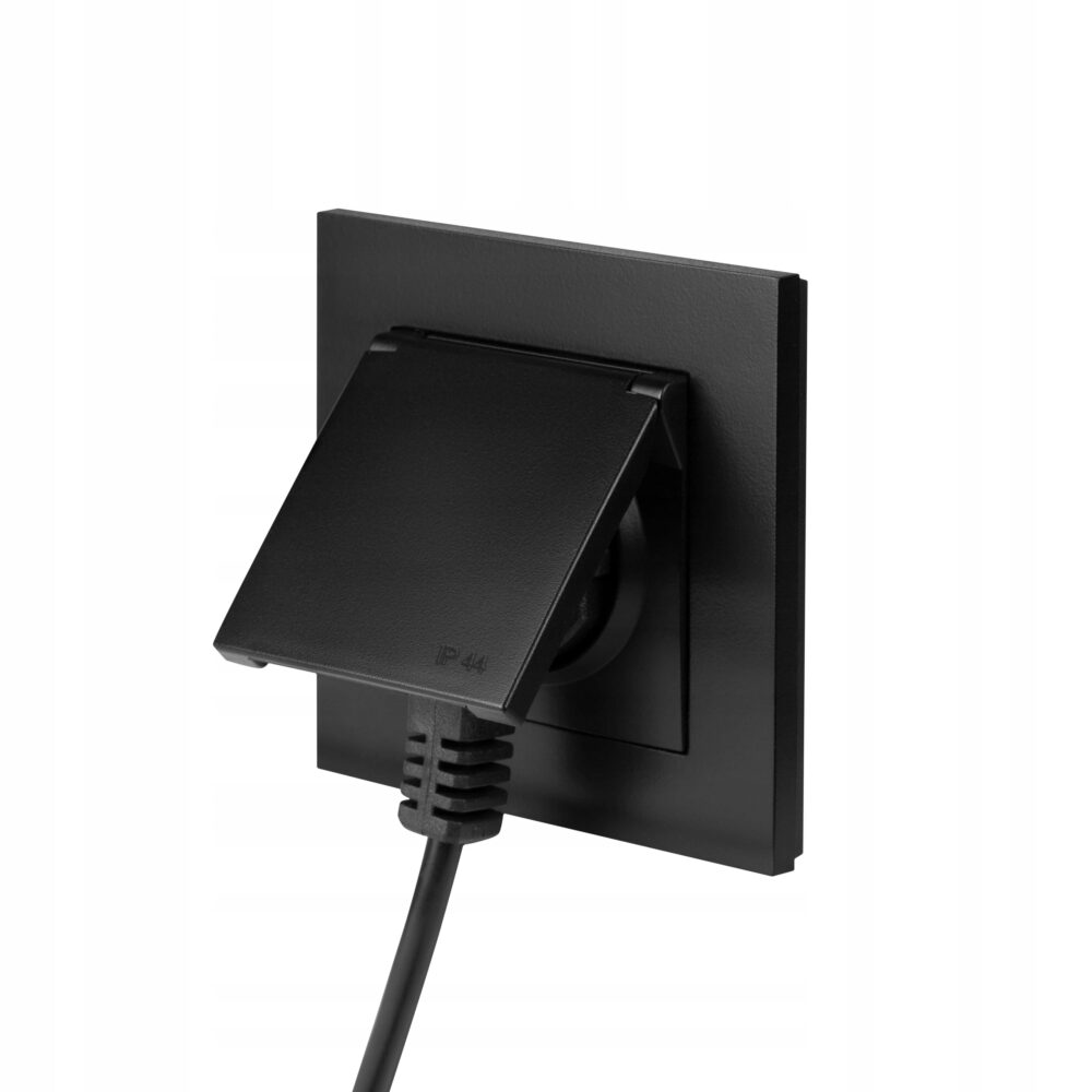 SANTRA prise 2P+Z sans cadre encastrée IP44 – couleur noire 4168-19