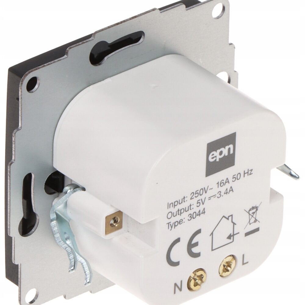 Prise murale USB Elektro-Plast Nasielsk noire 4108-19