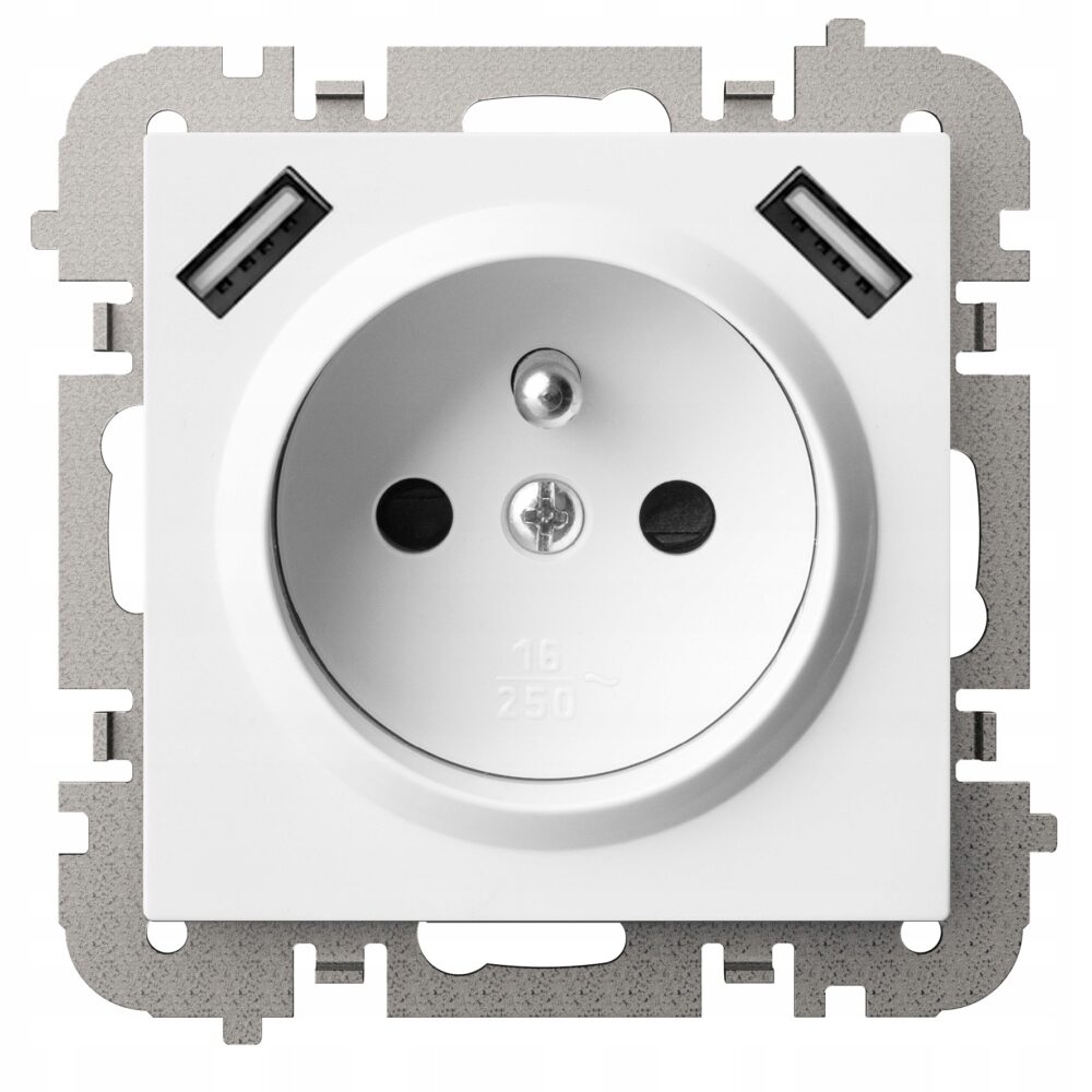 Prise Électrique, USB Mural Elektro-Plast Blanc 3888-10