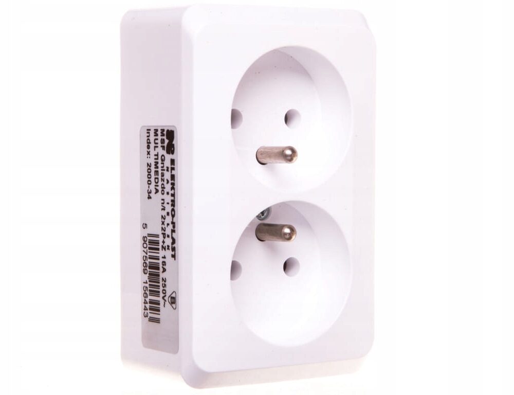 Prise électrique murale Elektro-Plast Nasielsk blanc 2000-34