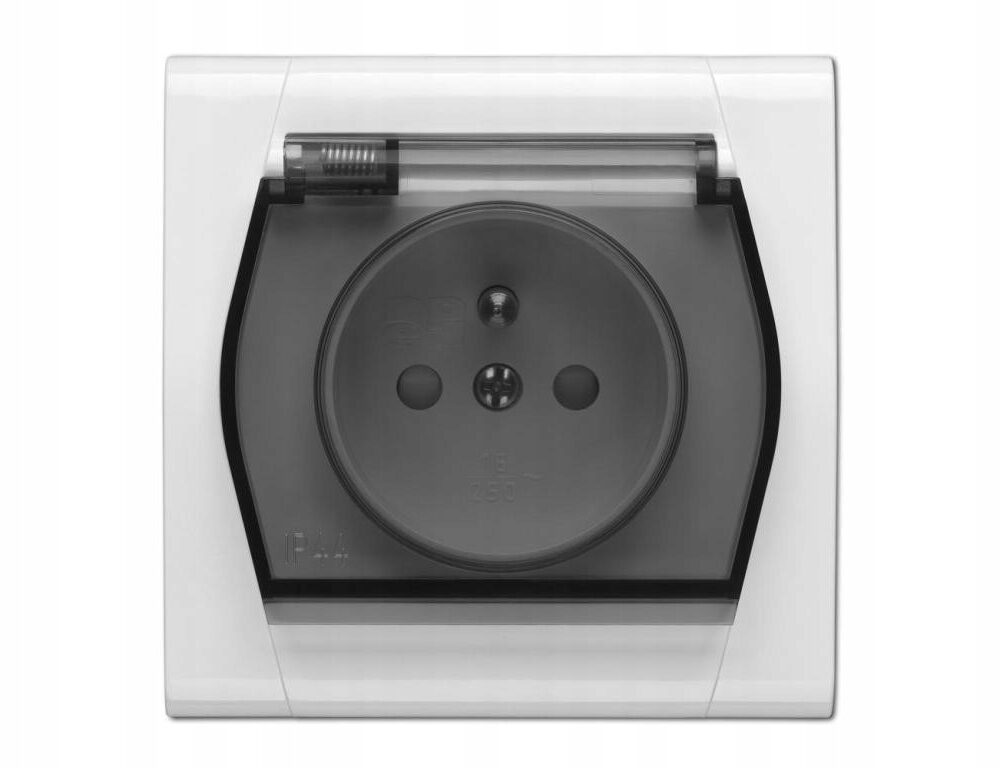 GPT FESTA Prise simple 2P+T IP44 avec volet blanc/fumé 0873-10